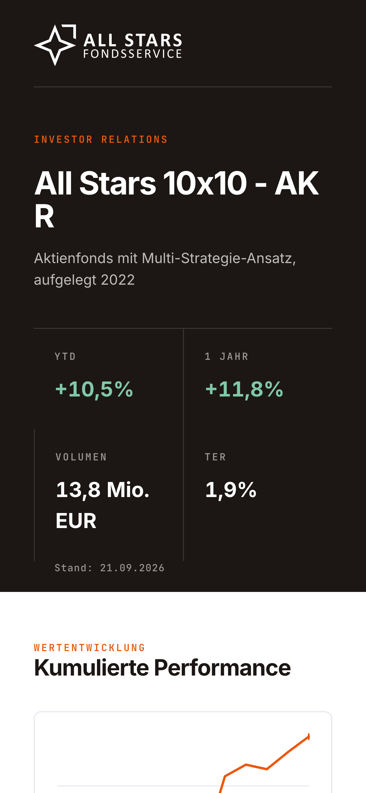 Fonds-Website auf dem iPhone